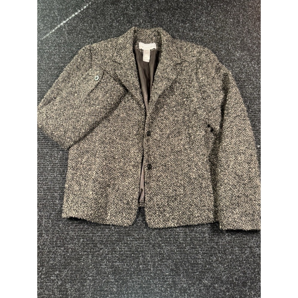 Liz Claiborne Collection Womens 12 Wool Blend Boucle Blazer Tweed Jacket